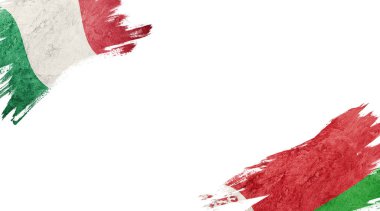 Beyaz Arkaplanda İtalya ve Belarus Bayrakları